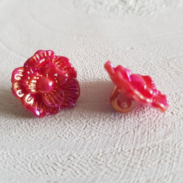 Fantasiknapper til b&oslash;rn og babyer Blomsterdesign N&deg;02-03 R&oslash;d