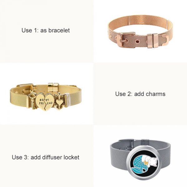 Rustfrit st&aring;l armb&aring;nd 10 mm sort