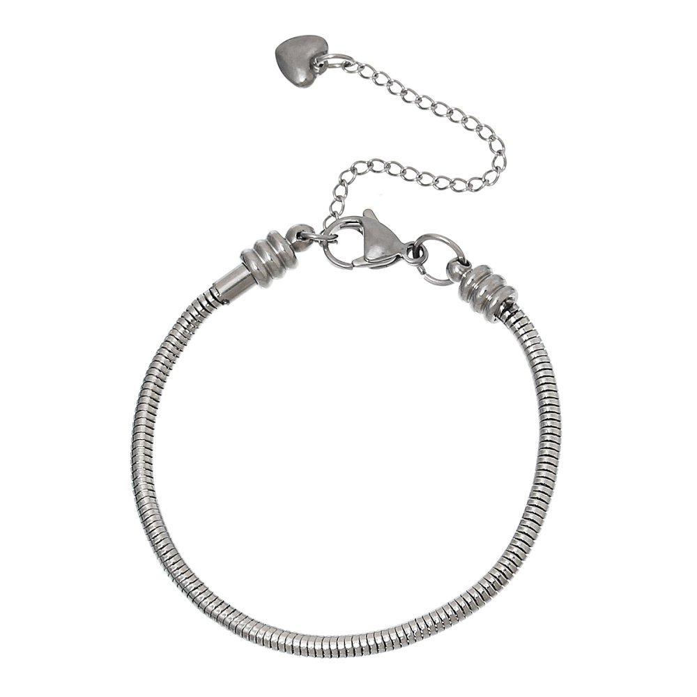 Bracelet Acier Inoxydable N°05-02 Argent Fermoir Mousqueton 17 cm