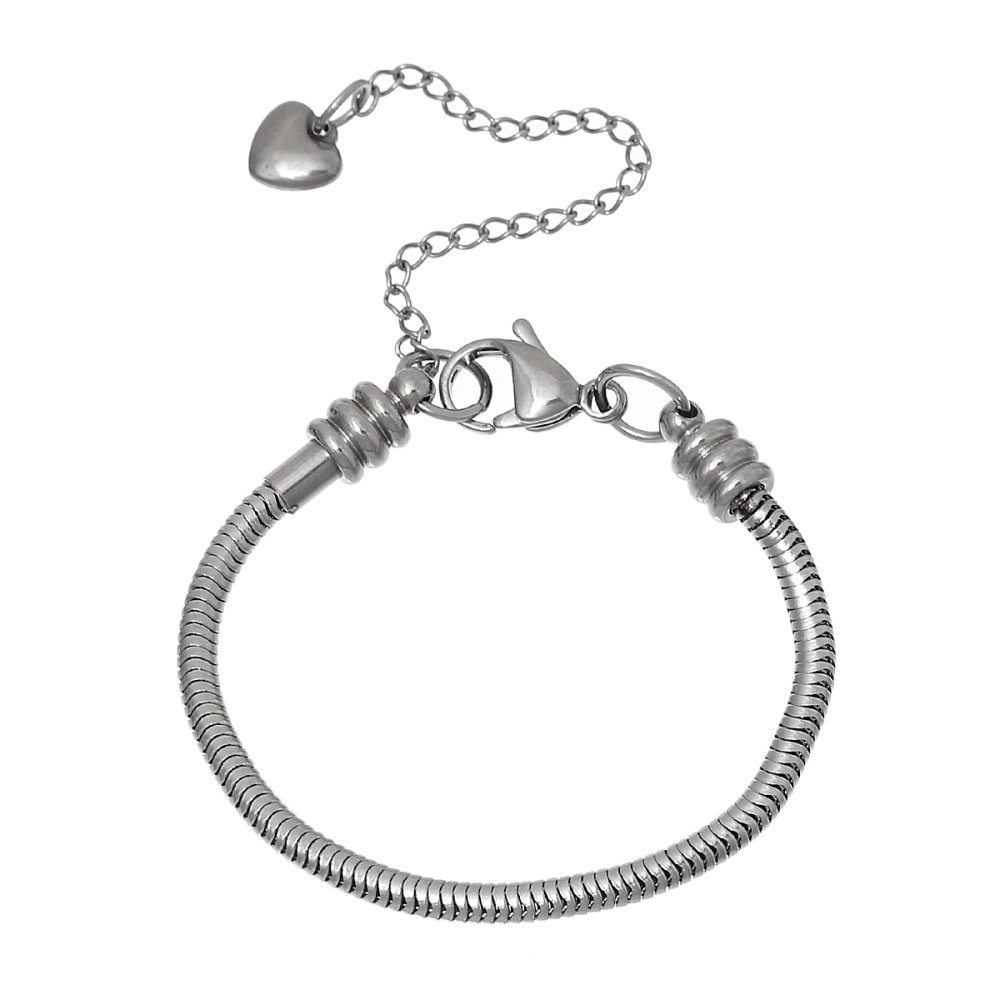 Bracelet Acier Inoxydable N°05-02 Argent Fermoir Mousqueton 20 cm