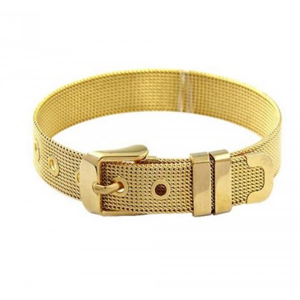 Rustfrit st&aring;l armb&aring;nd 10 mm guld