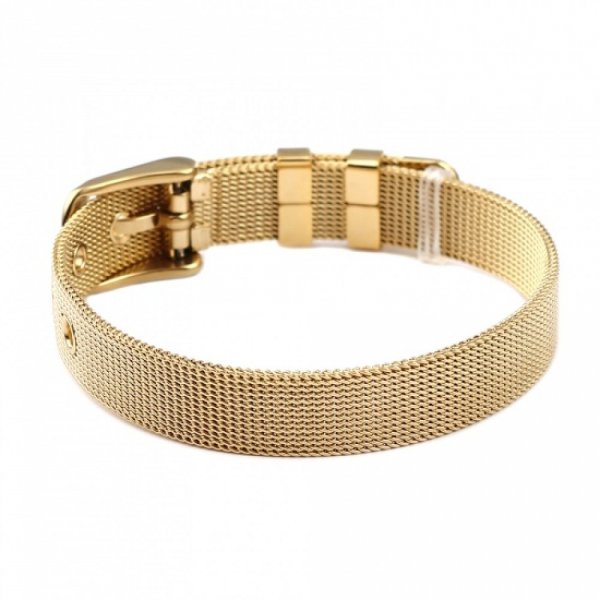 Rustfrit st&aring;l armb&aring;nd 10 mm guld