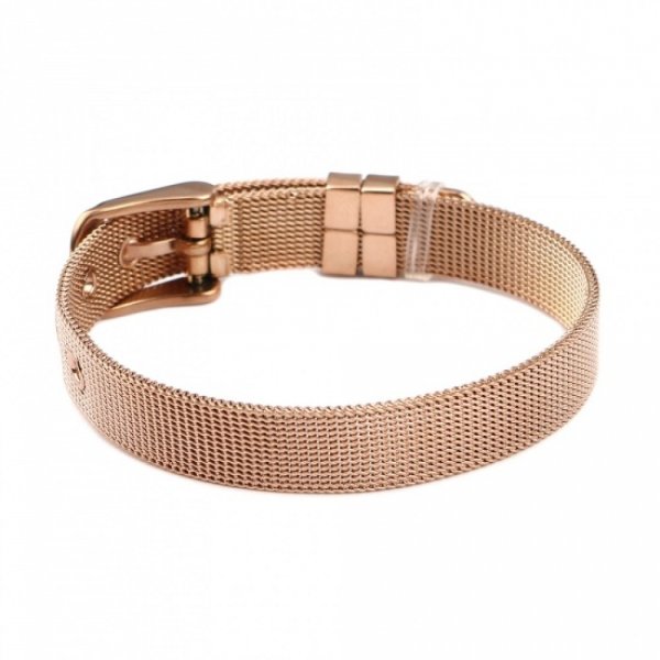 Rustfrit st&aring;l armb&aring;nd 10 mm rosa guld