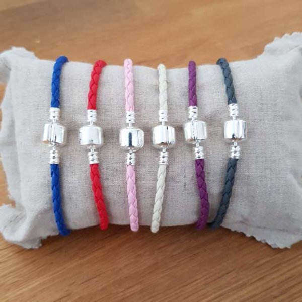 Europ&aelig;isk flettet klip armb&aring;nd Plain 02 FRA 15 TIL 23 CM lilla