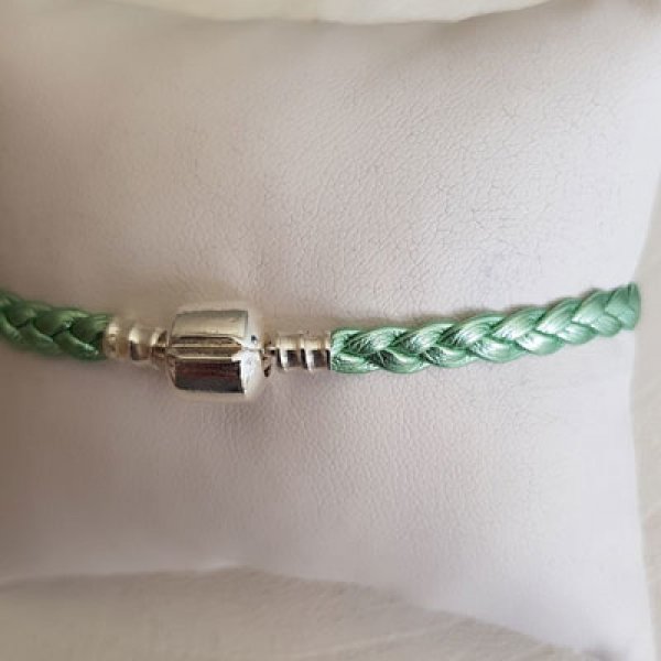 Europ&aelig;isk klip armb&aring;nd Plain 03 FRA 15 TIL 23 CM Sylvergreen