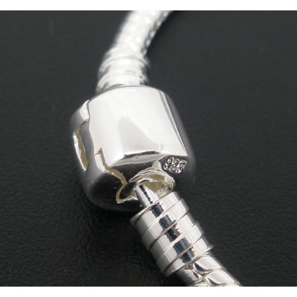 Europ&aelig;isk Clip Armb&aring;nd 23 cm Glat l&aring;s S&oslash;lv forgyldt 925