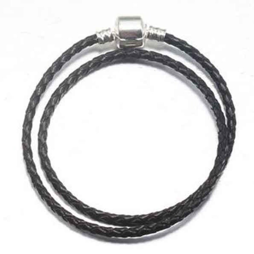 Europæisk 2-sving flettet armbånd Clip Uni 01 21cm sort