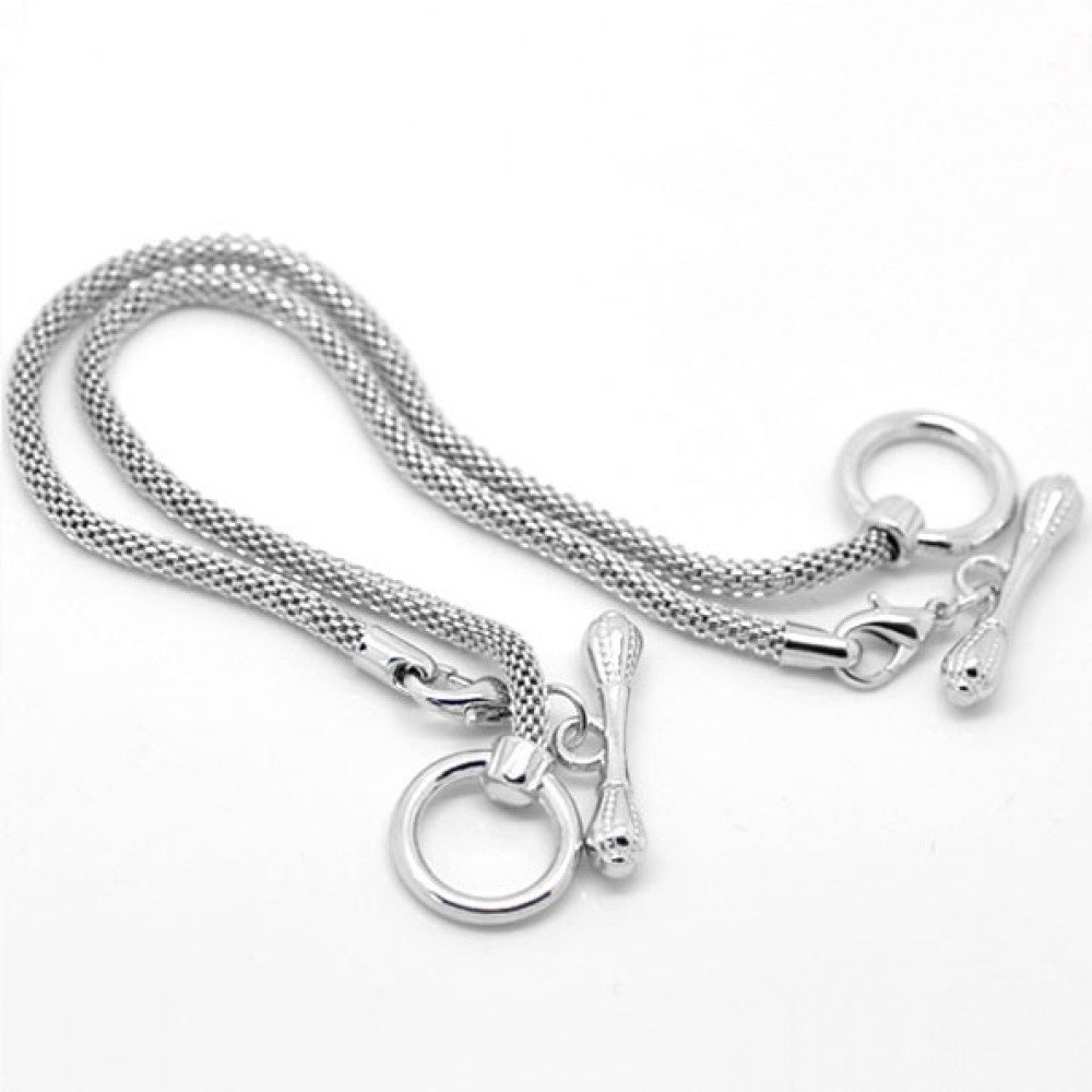 Europæisk Toggle armbånd 19cm sølv