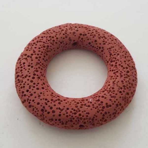 Breloque Divers N&deg;086-06 Pendentif Rond Pierre De Lave Bordeaux