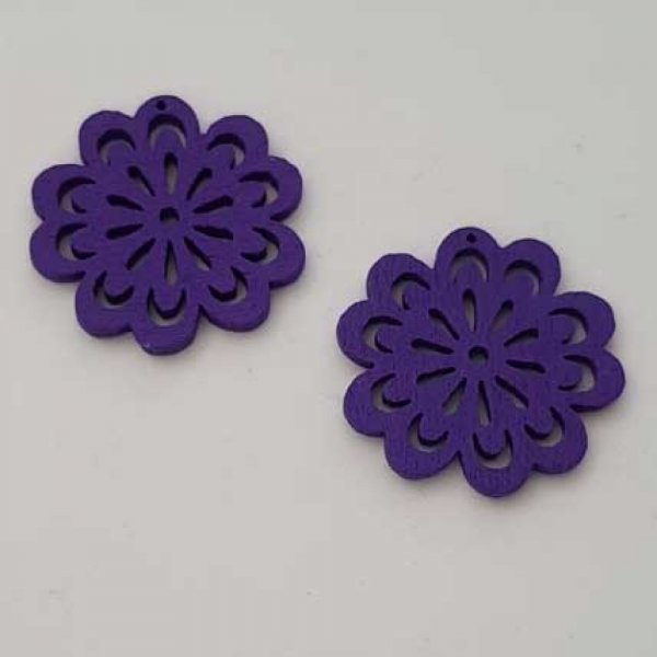 Breloque Fleur Bois N&deg;01 Violet