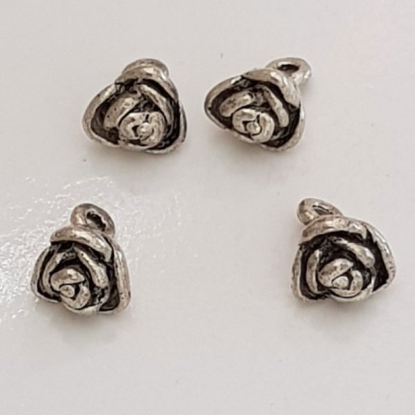 Breloque Fleur M&eacute;tal N&deg;036 Argent