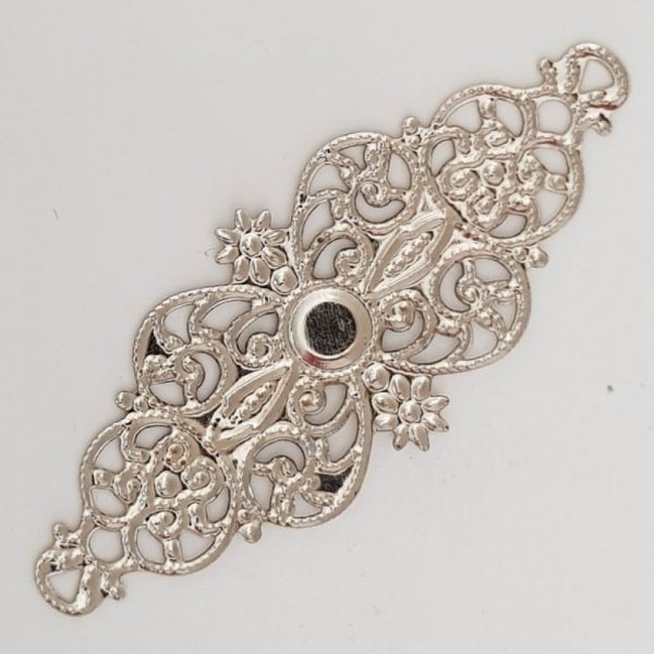 blomst charme metal N&deg;098 s&oslash;lv gravering