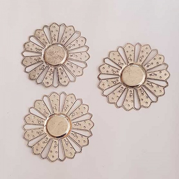 Breloque Fleur M&eacute;tal N&deg;170 Argent Lot 3 Pi&egrave;ces