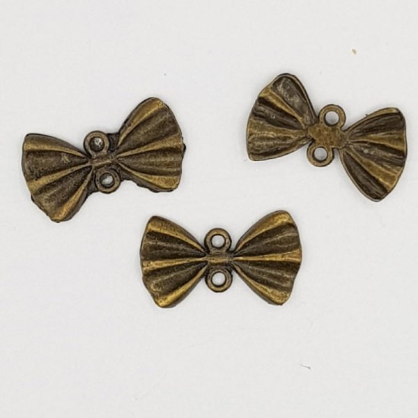 Bow Tie Charm N&deg;22 Bronze Metal Ribbon Charm