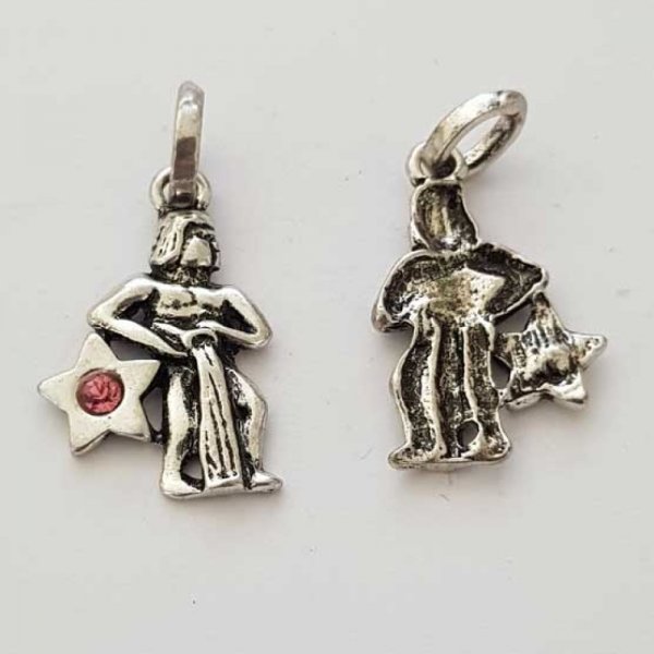 Vandmand stjernetegn Charm s&oslash;lv metal N&deg;03 med rhinsten
