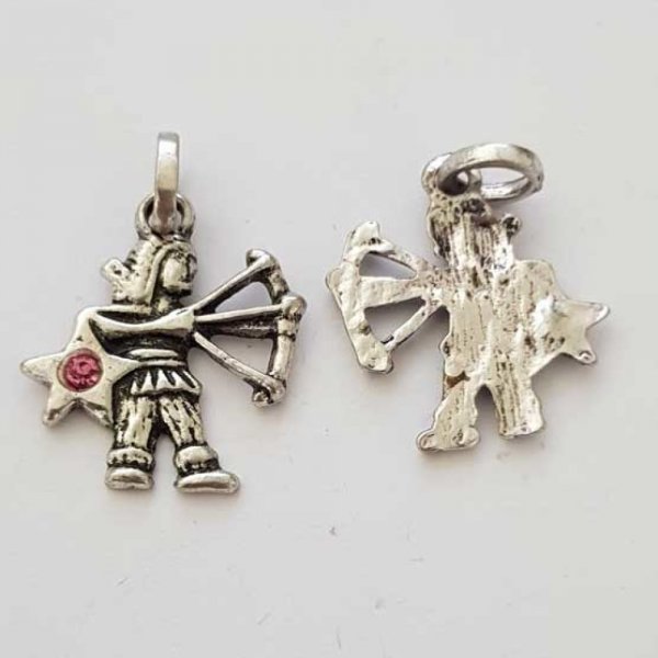 Zodiac tegn charme Skytten s&oslash;lv metal N&deg;03 med rhinsten