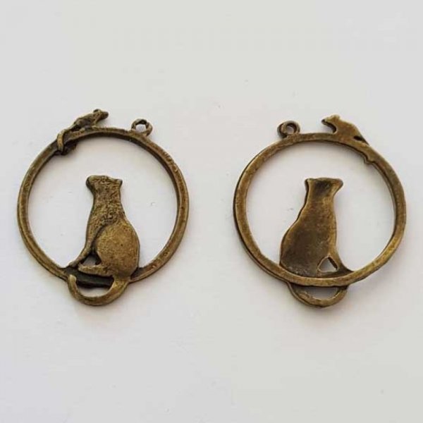 Breloque Souris N&deg;06 Bronze Chat
