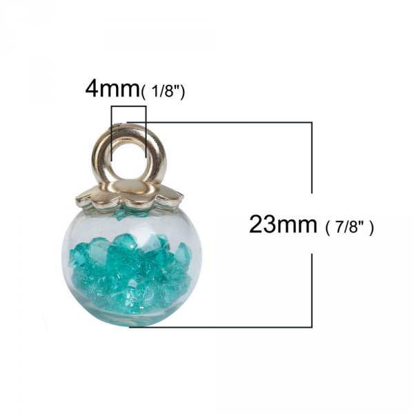 Breloque en Verre Bouteille Globe Transparent Dor&eacute; &agrave; Strass N&deg;02