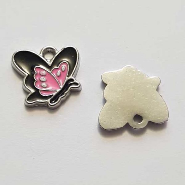 Breloque papillon N&deg;31 Noir 13 x 13 mm