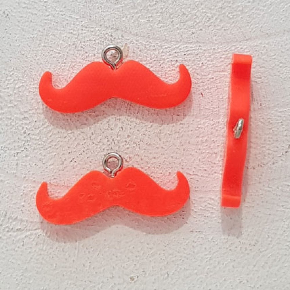 Vedhæng Moustache N°12 Fluorescerende orange