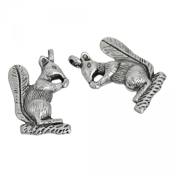 Breloque &eacute;cureuil 3D Argent N&deg;01 27 X 17 mm