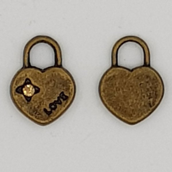 Hjerte charms N&deg;14 B og Strass