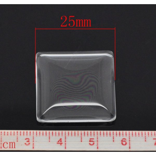 Cabochon firkantet 25 x 25 mm i klart glas N&deg;28