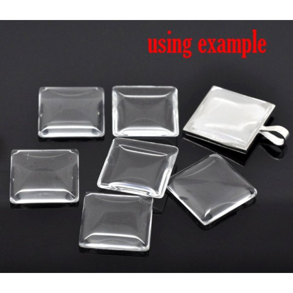 Cabochon firkantet 25 x 25 mm i klart glas N&deg;28