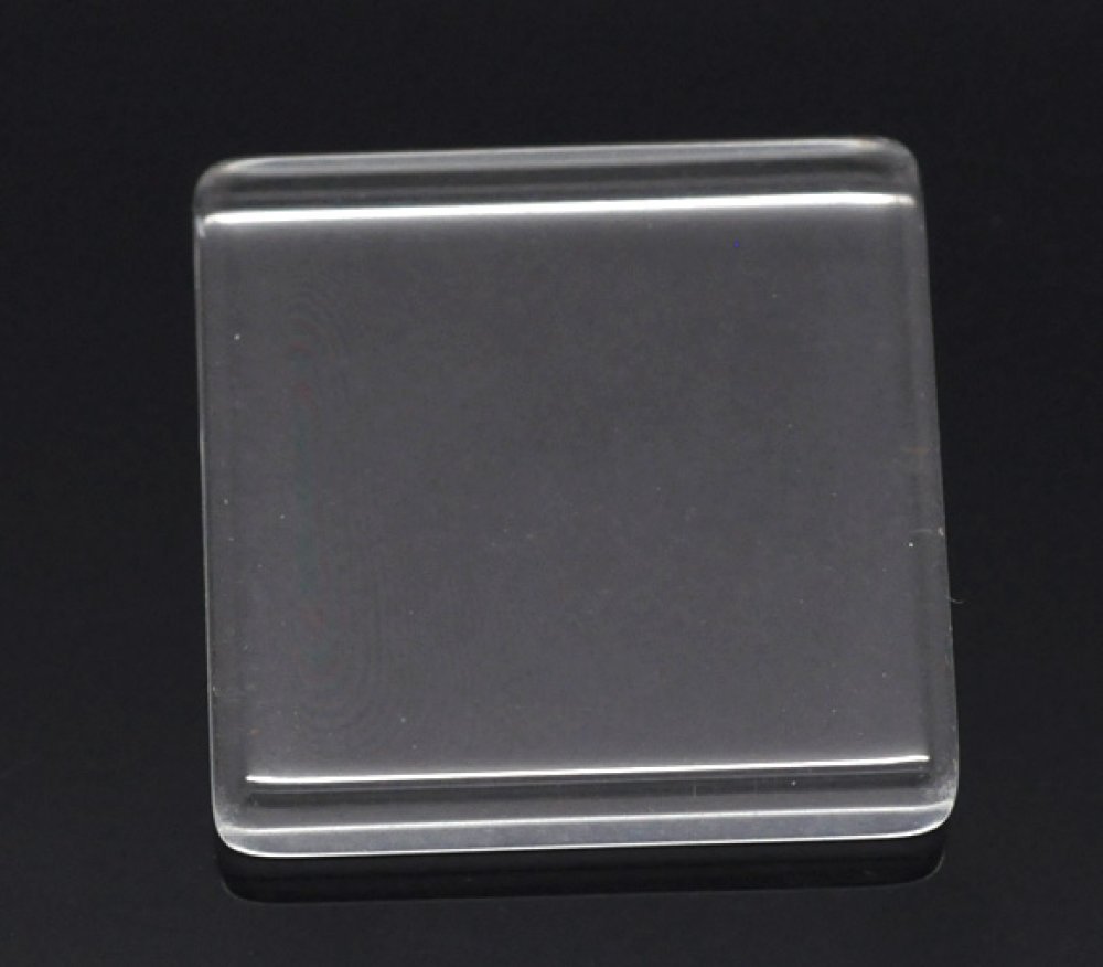 Cabochon Square 25 x 25 mm i gennemsigtigt fliseglas N°29