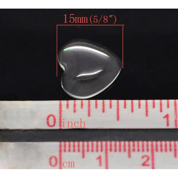 Cabochon hjerte 14 x 15 mm i klart glas N&deg;22