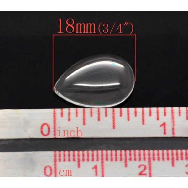 Cabochon Drop 13 x 18 mm i klart glas N&deg;24