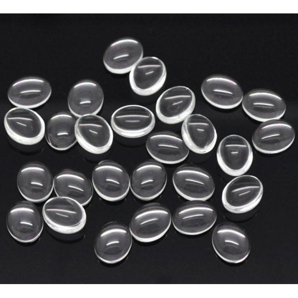 Cabochon Oval 08 x 10 mm i klart glas N&deg;15 pr. 2 stk.