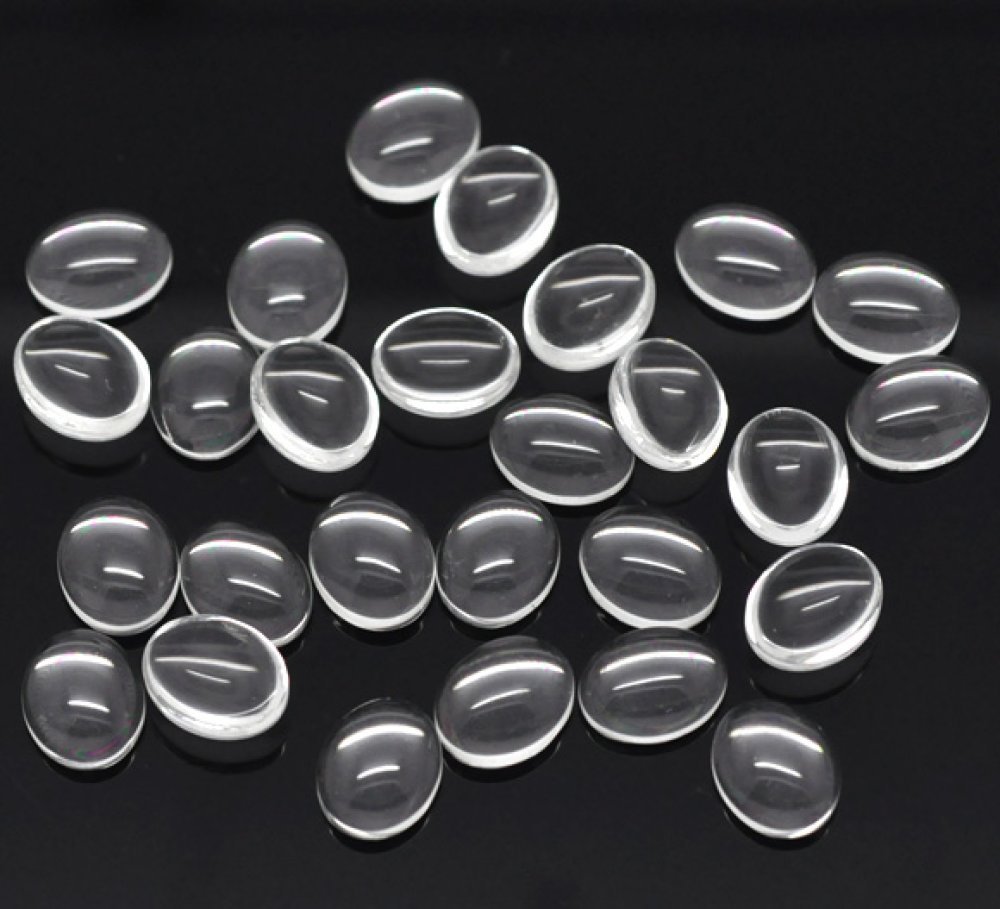 Cabochon Oval 08 x 10 mm i klart glas N°15 pr. 2 stk.