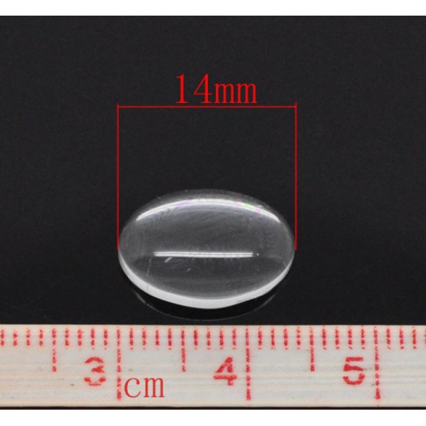 Oval cabochon 10 x 14 mm x 2 stk. i klart glas N&deg;16