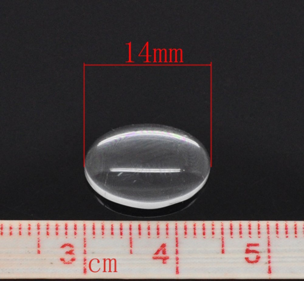 Oval cabochon 10 x 14 mm x 2 stk. i klart glas N°16