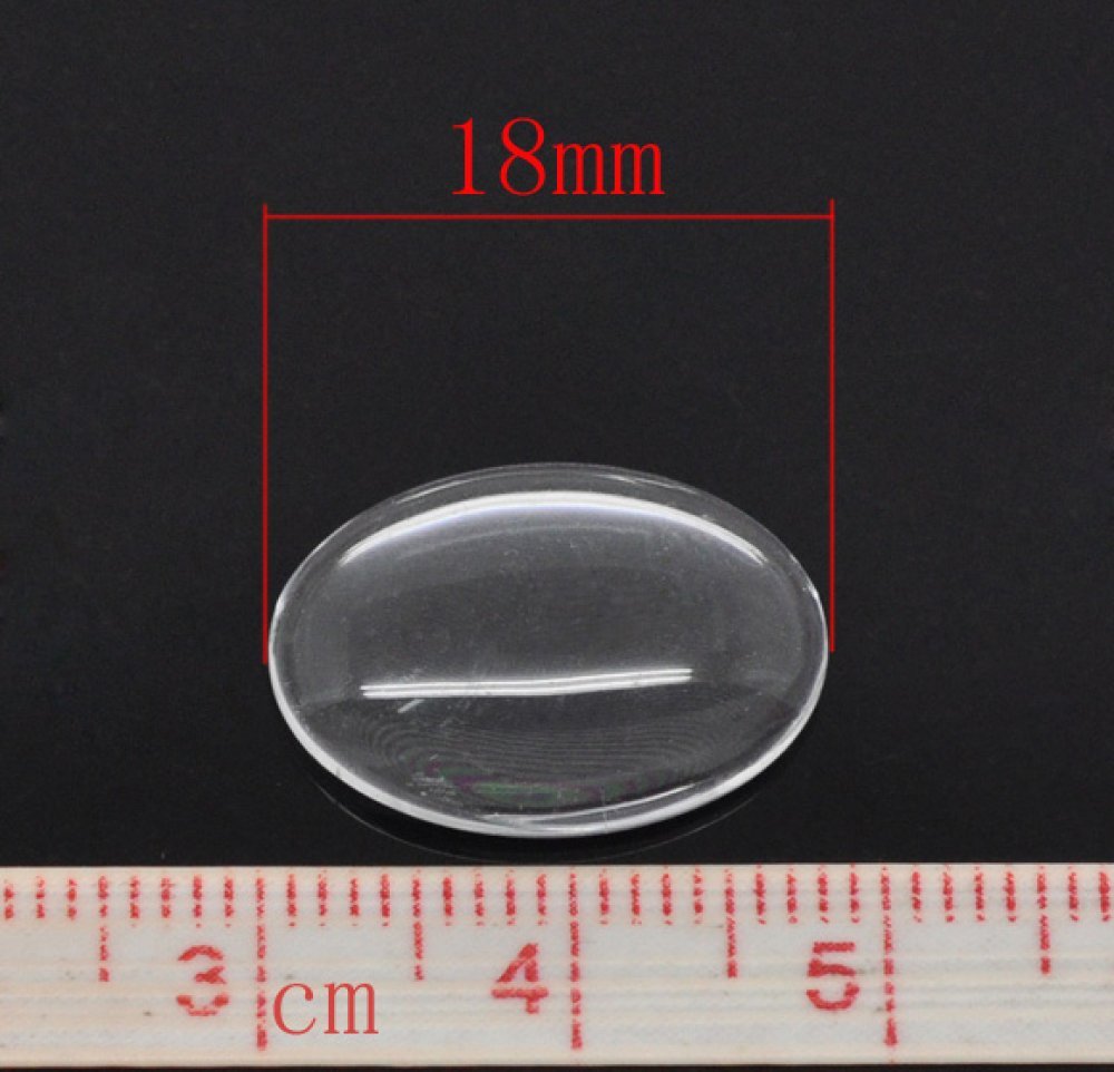 Cabochon Oval 13 x 18 mm x 2 stk. i klart glas N°17