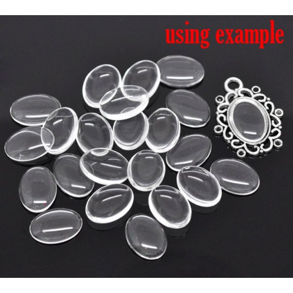 Cabochon Oval 13 x 18 mm x 2 stk. i klart glas N&deg;17