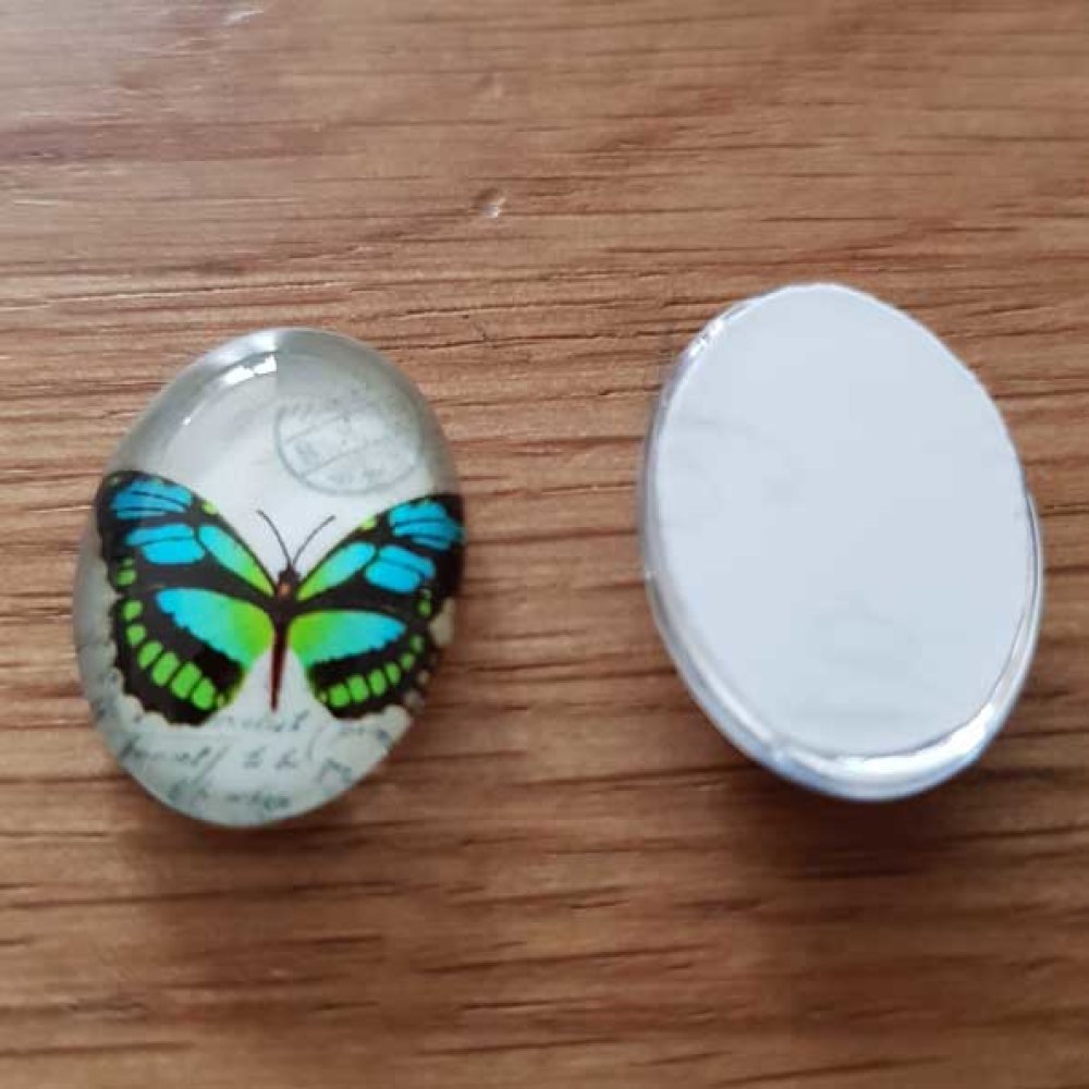 Cabochon Oval 13 x 18 mm Sommerfugl N°02