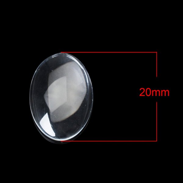 Cabochon Oval 15 x 20 mm i klart glas N&deg;18 pr. 2 stk.