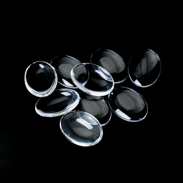Cabochon Oval 15 x 20 mm i klart glas N&deg;18 pr. 2 stk.