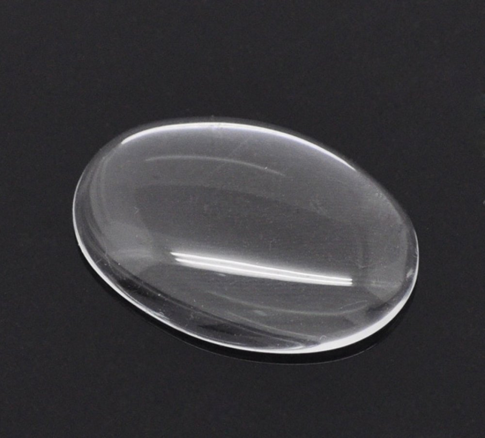 Oval cabochon 18 x 25 mm i klart glas N°19