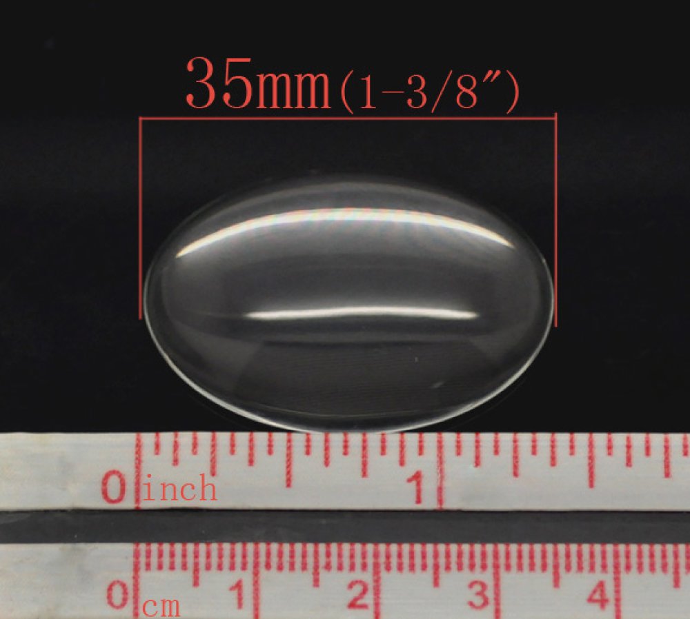 Oval cabochon 25 x 35 mm i klart glas N°20