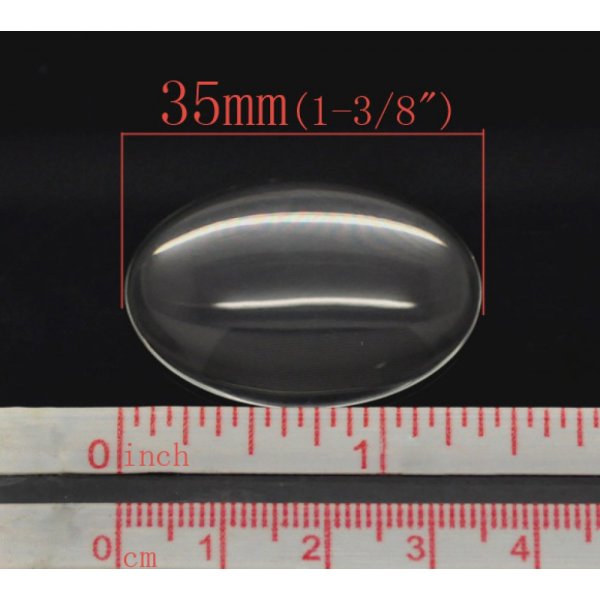Oval cabochon 25 x 35 mm i klart glas N&deg;20