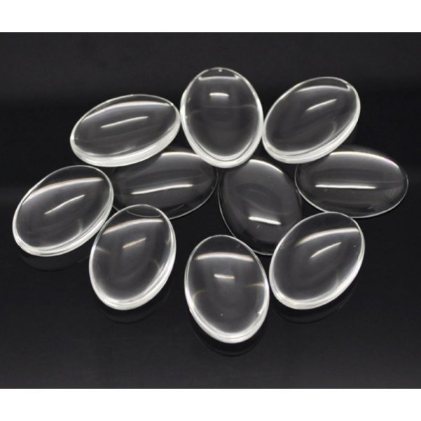 Oval cabochon 25 x 35 mm i klart glas N&deg;20