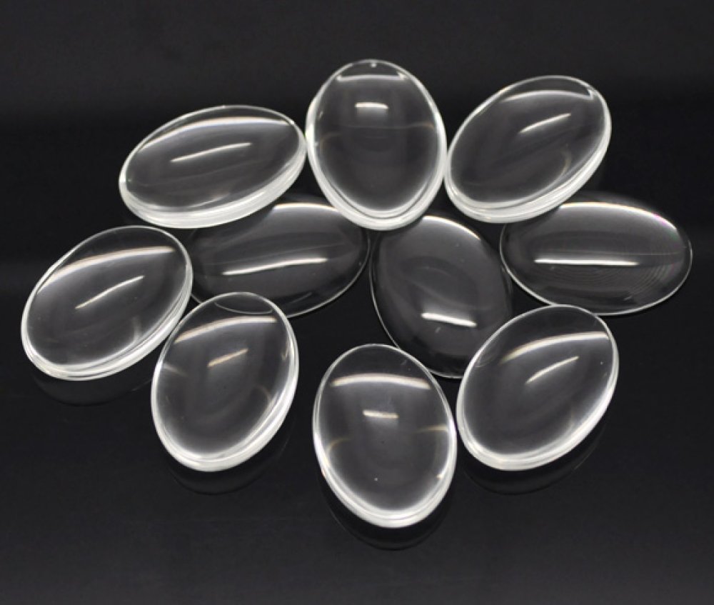 Oval cabochon 25 x 35 mm i klart glas N°20