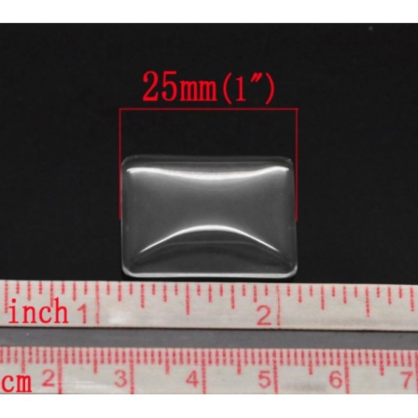 Cabochon rektangel 18 x 25 mm i klart glas N&deg;29