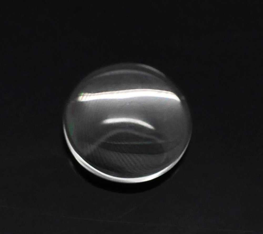 Cabochon Rund 12 mm i gennemsigtigt glas N°03