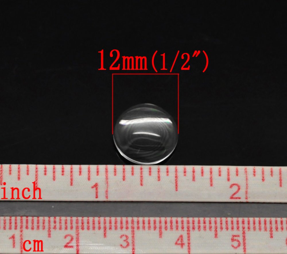 Cabochon Rund 12 mm i gennemsigtigt glas N°03