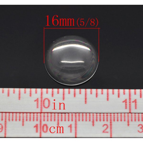 Cabochon Rund 16 mm i gennemsigtigt glas N&deg;06