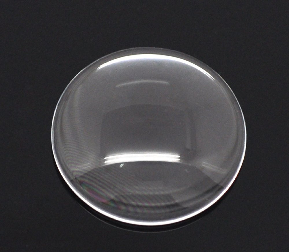 Cabochon Rund 20 mm i gennemsigtigt glas N°08